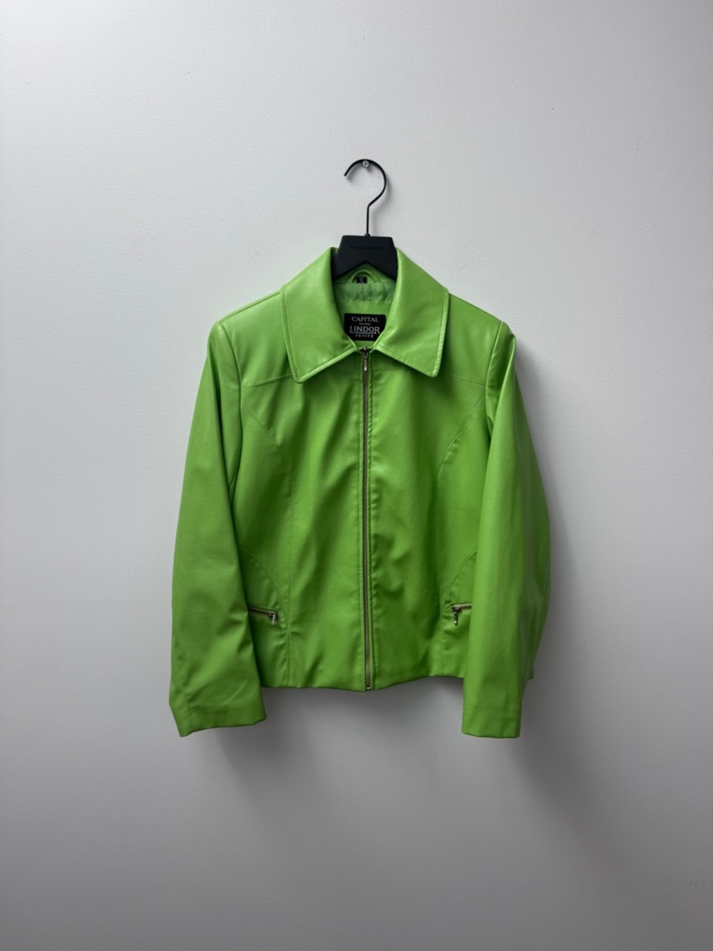 Lime Green Leather Zip Jacket